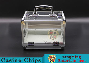 কেনা 600PCS ডাবল ওপেন হ্যান্ডেল টেক্সাস চিপ লকযোগ্য ক্যাশ বাক্স / অ্যালুমিনিয়াম অ্যালো ফ্রেম উচ্চ স্বচ্ছতার দাবা ঘর অনলাইনে উৎপাদন