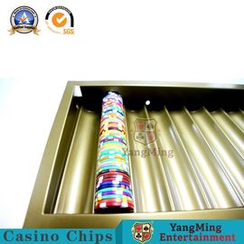 কেনা এক স্তর বিলাসিতা সোনার ধাতু জুয়া ক্যাসিনো চিপ ট্রে 300-500Pcs 14 গ্রাম ক্লে চিপস ধারক অনলাইনে উৎপাদন