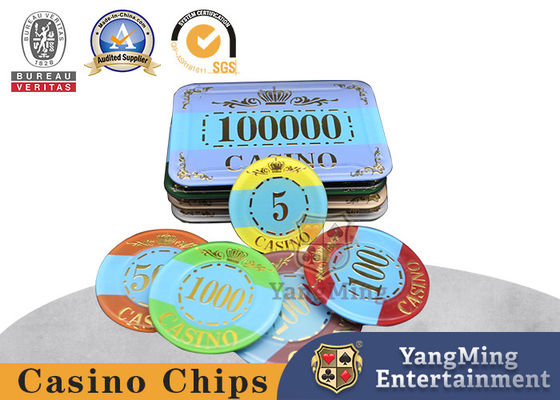 Baccarat টেক্সাস উচ্চ তাপমাত্রা গোল্ড প্লেটেড এক্রাইলিক ক্রিস্টাল এন্টি-জাল চিপস