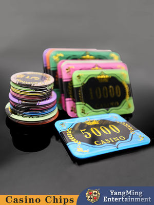টেক্সাস Baccarat টেবিল ক্যাসিনো পোকার চিপস এক্রাইলিক গোল্ড স্ট্যাম্পিং কাস্টমাইজড